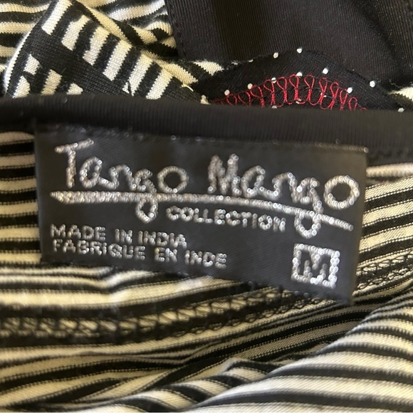 Tango Mango Artistic Portrait Print Maxi Dress Striped Black White M - Picture 7 of 8